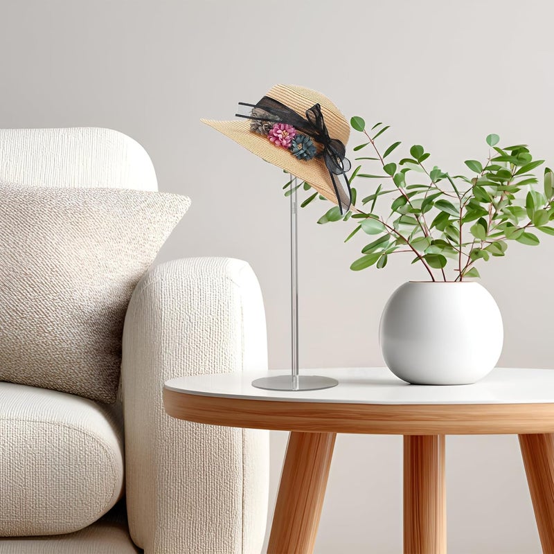 Estleys 8 Pcs Acrylic Hat Stand, 12" to 17" Clear Hat Stands, Wig Hat Display Rack, Adjustable Height Hat Holder, Round Acrylic Risers for Display Hat (8 pcs) - Image 5